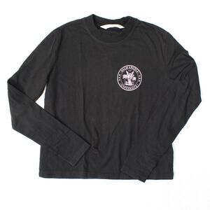 Palm Angels College University Shirt Womens Large Black Pink Logo Streetwear